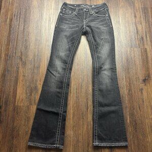Miss Me Boot Jeans Rhinestone Flap Pockets Black Women’s Size 26